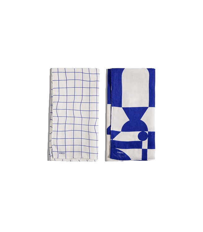 Poketo Linen Tea Towel Set in Blue