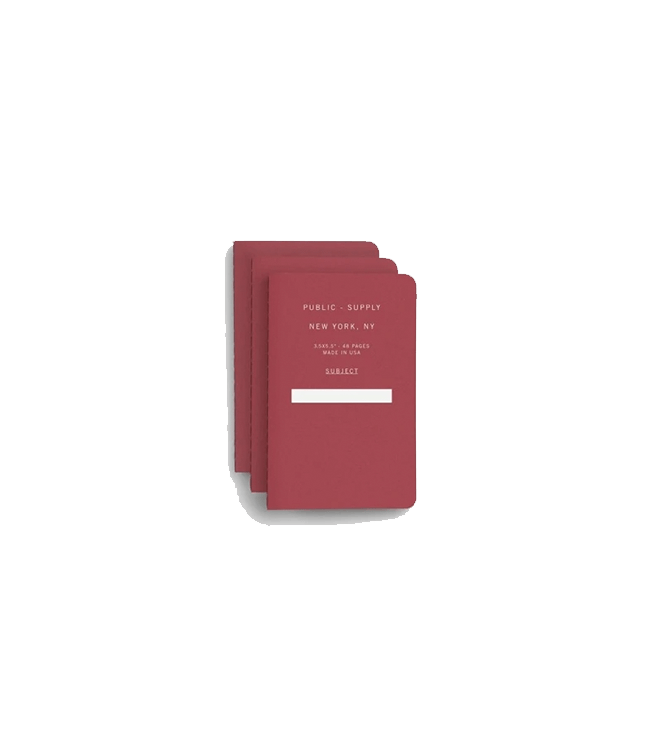 Public Supply 3.5x5.5" Pocket Notebook Soft Cover 3pack- Red 02
