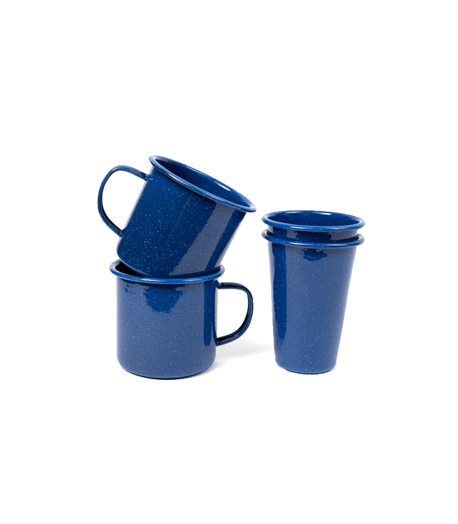 Crow Canyon Home Stinson Camping Drinkware Set for 2 - Navy Speckle