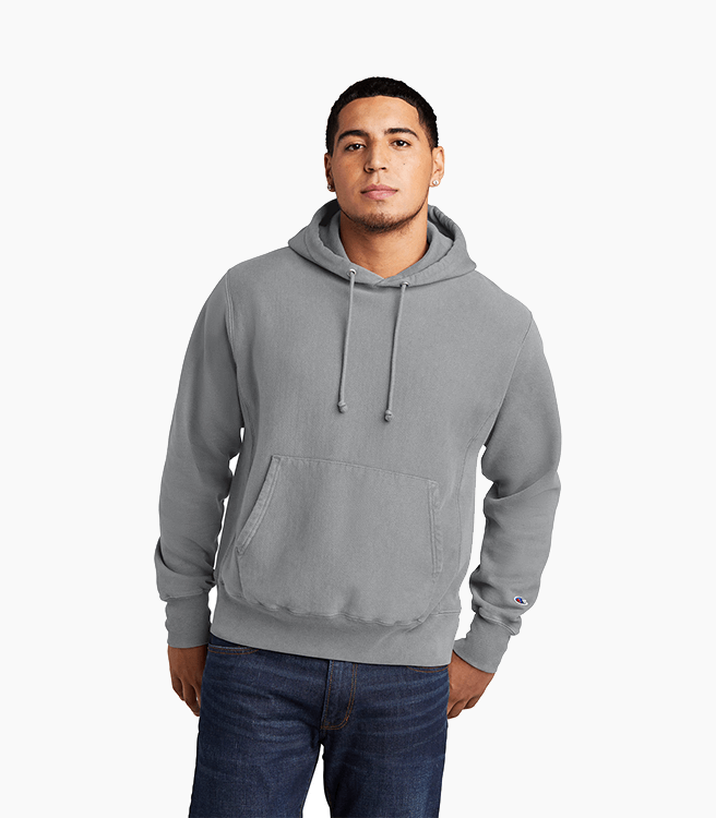 Champion Reverse Weave Garment-Dyed Hooded Sweatshirt - Concrete