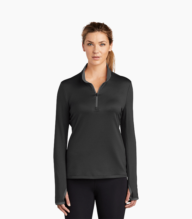 Nike Ladies Dri-FIT Stretch 1/2-Zip Cover-Up - Black/Dark Grey
