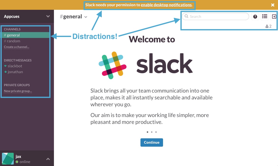 Slack user onboarding