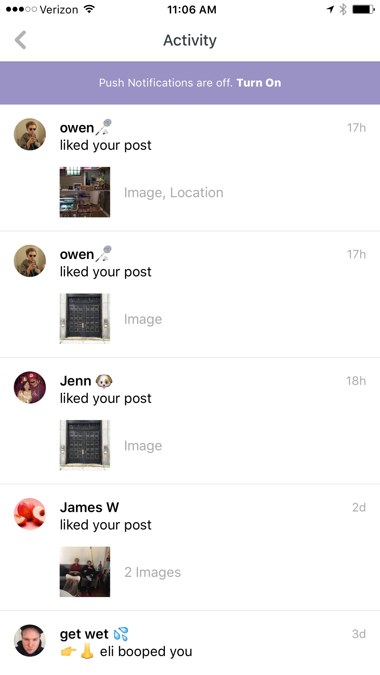 peach app push notification banner reminder