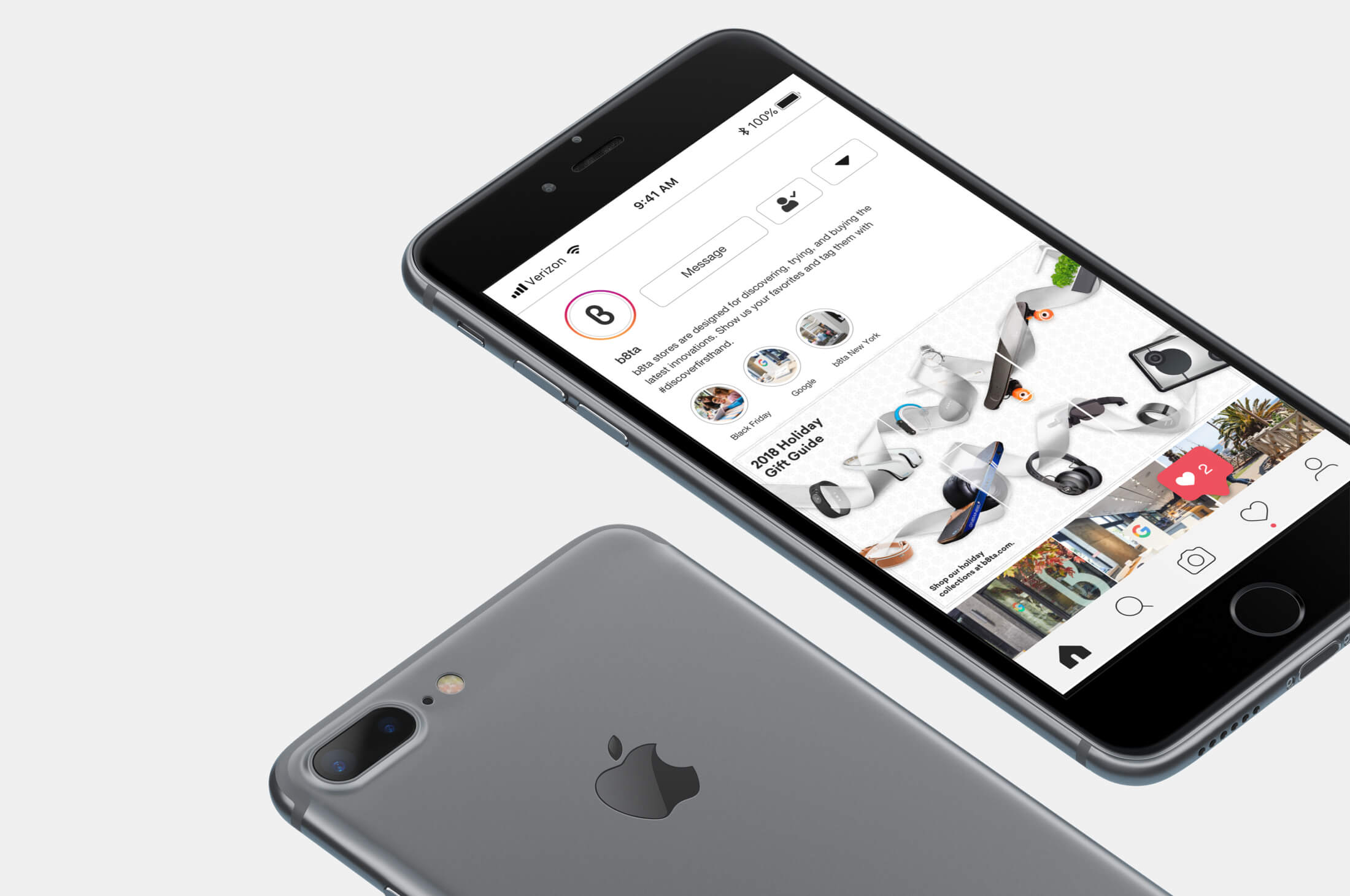 iPhone showcasing social media campaign posts.