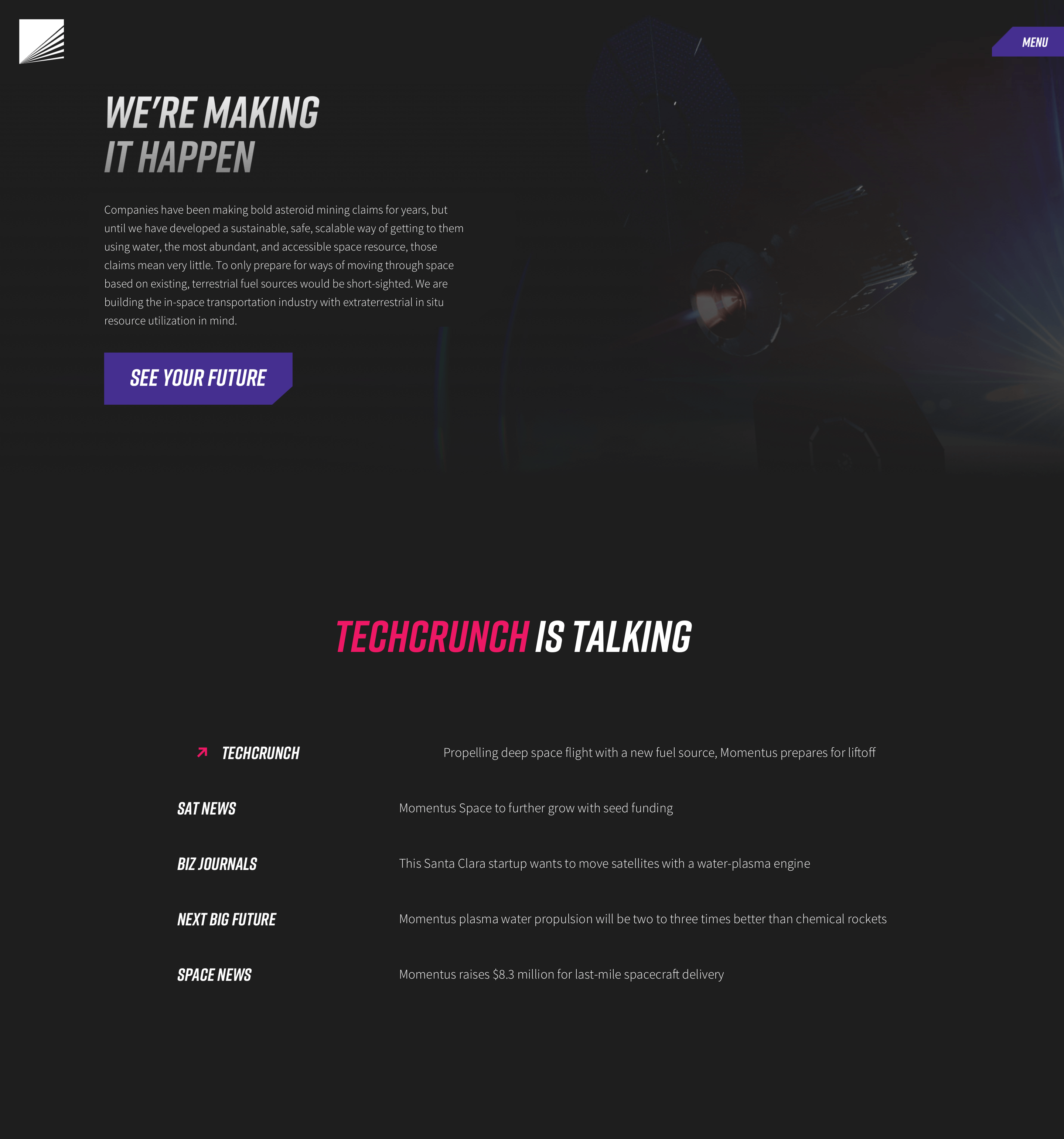 Press block for Momentus website.