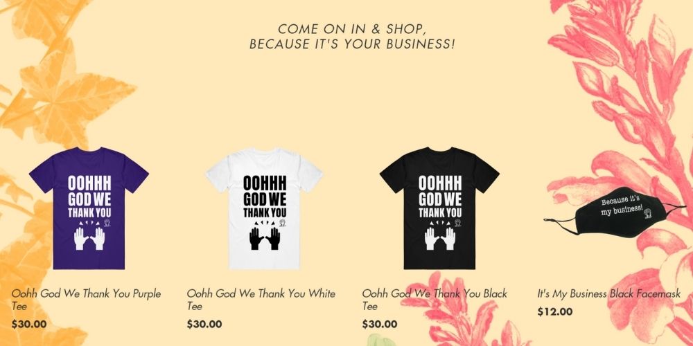 Tabitha Brown's Apparel from her website