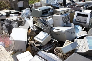 Pile of electronics disposed