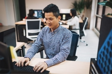 Focused manager working