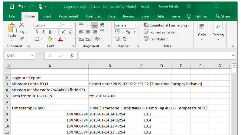 Mission-export-excel-from-logmore-web