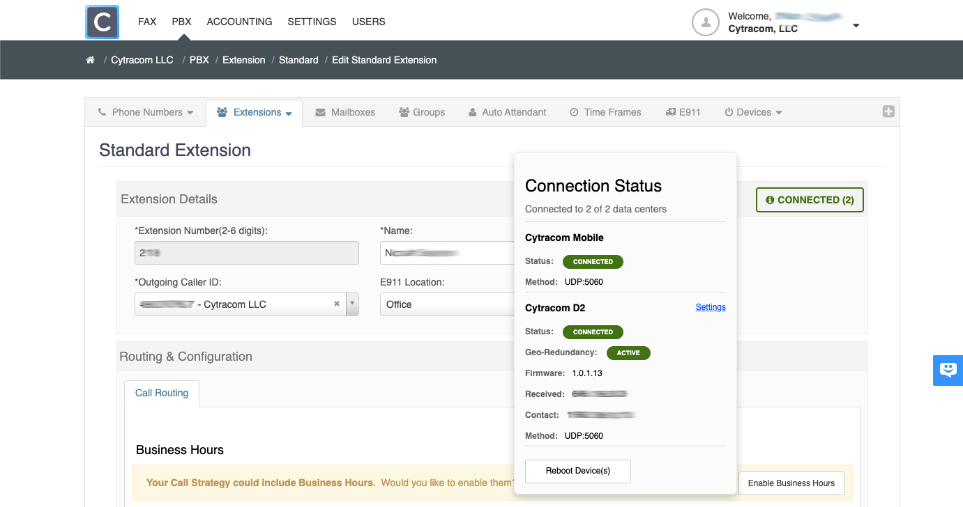 Cytracom Portal with Active Geo-Redundancy