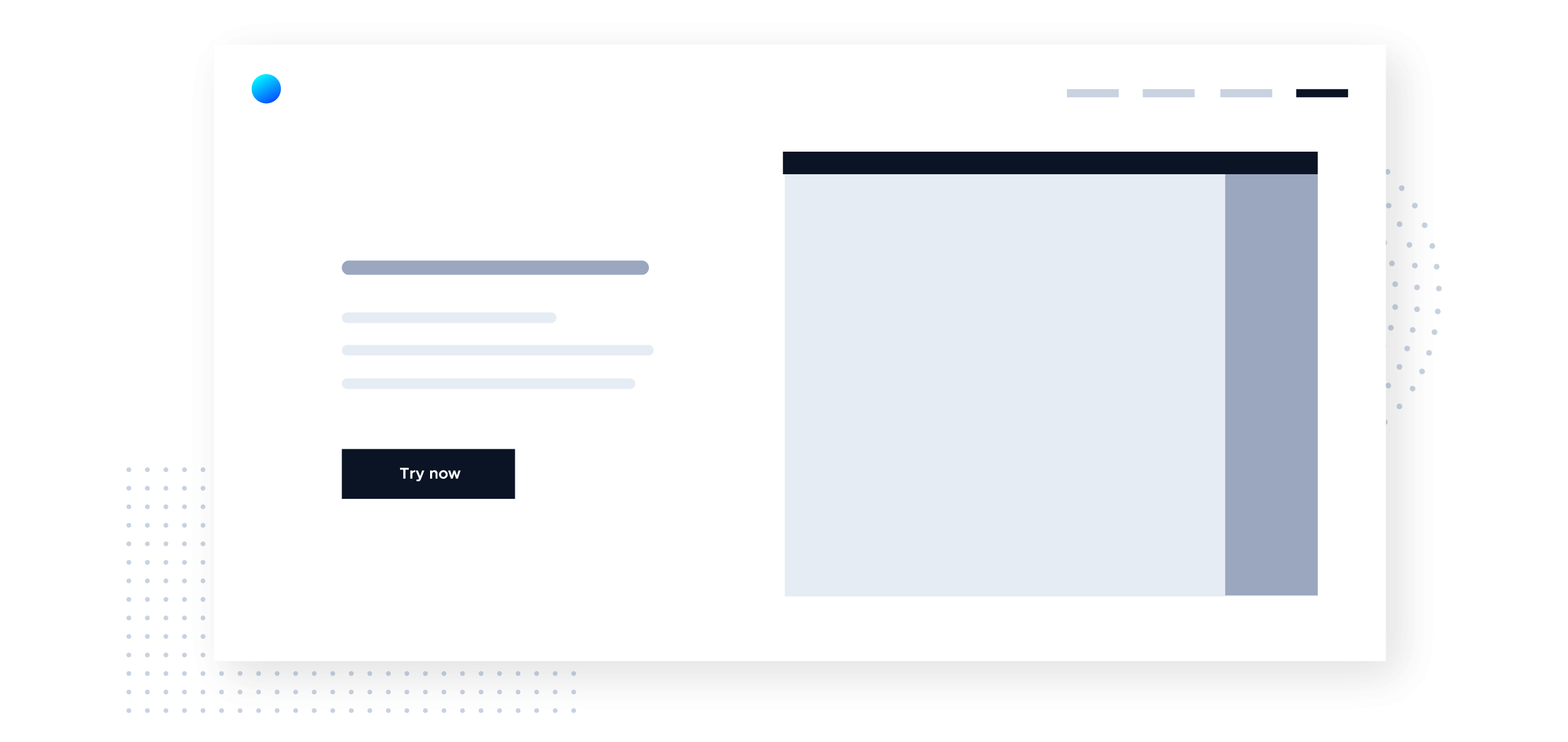 This is a wireframe image of a website that is designed for product-led growth. This is an example of a company that has a  free trial or freemium software product. There is a prominent “TRY NOW” call to action button. This image is from the Product-Led Growth Collective.