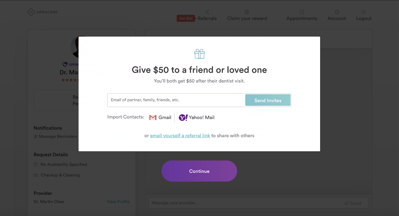 opencare referral copy test