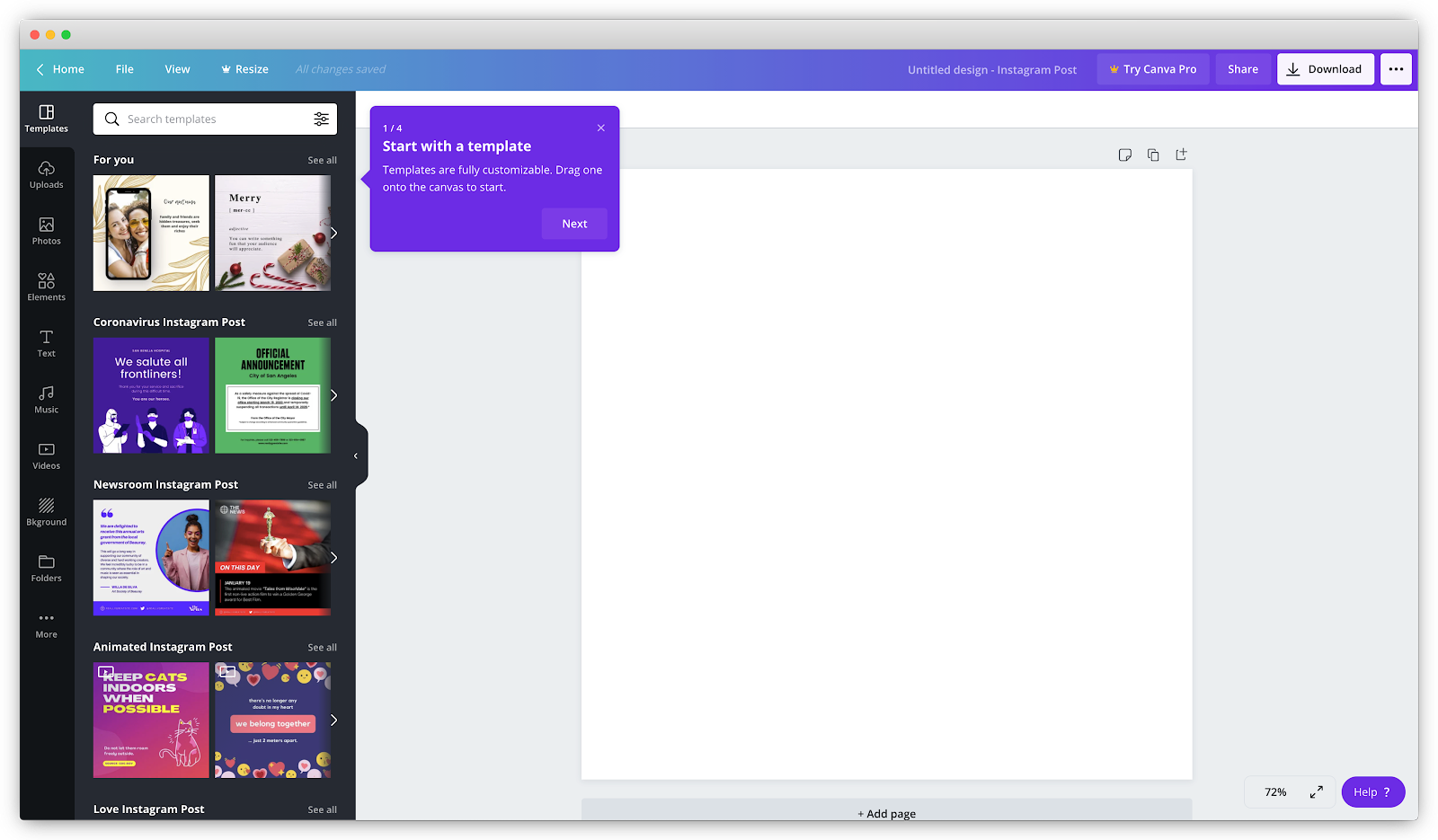 Canva product tour user onboarding experience