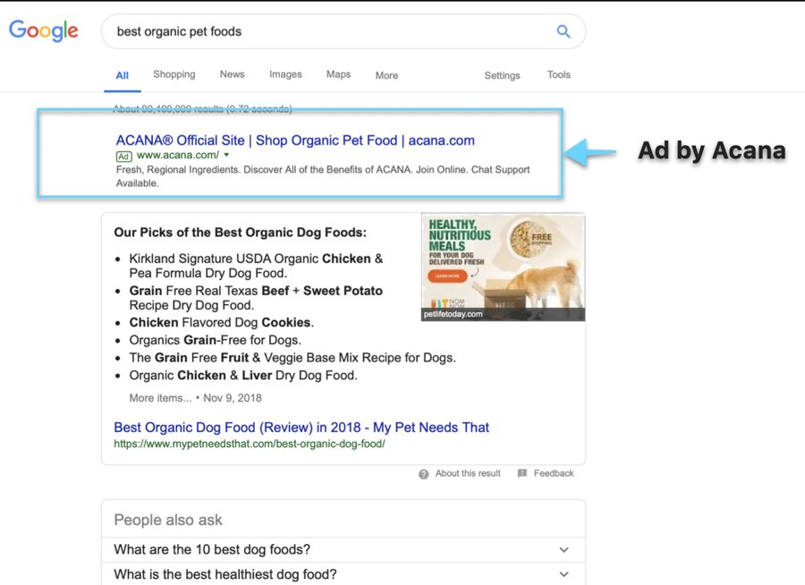 Acana ranks on the top spot for ‘best organic pet foods’.