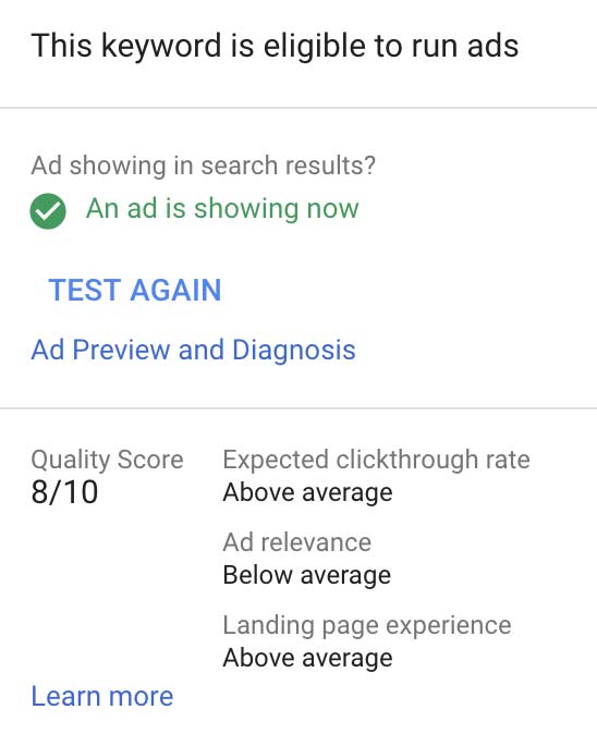 How to check Quality Score in Google Ads