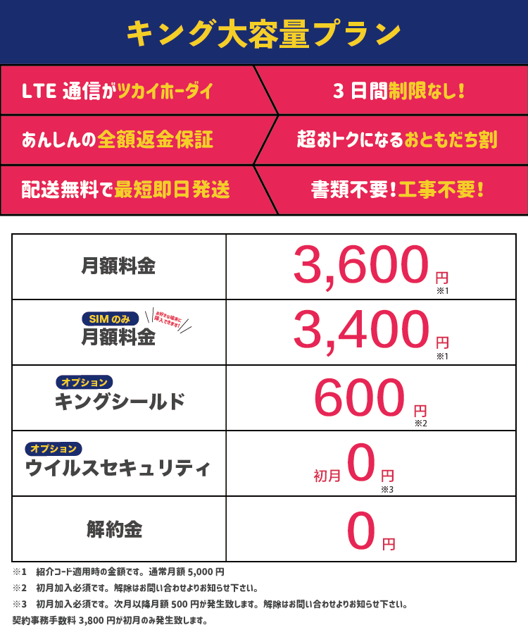 KINGWiFi LTE使い放題