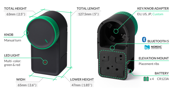 keymitt smart lock specifications and dimensions