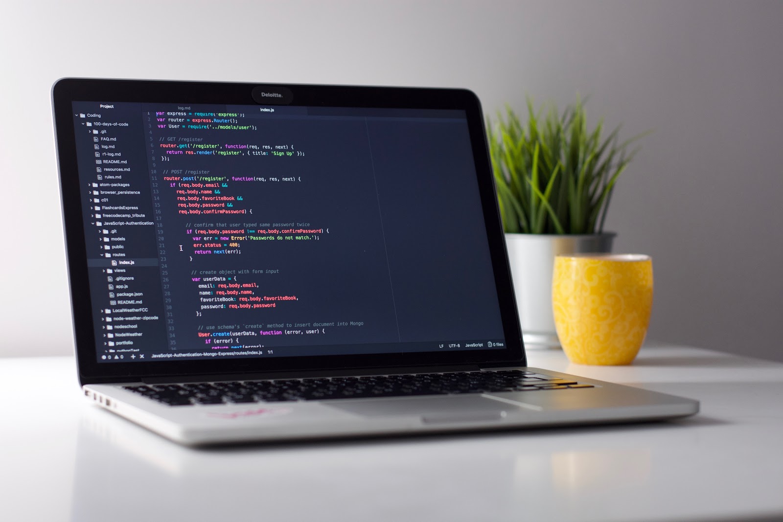 Computer open on coding mode
