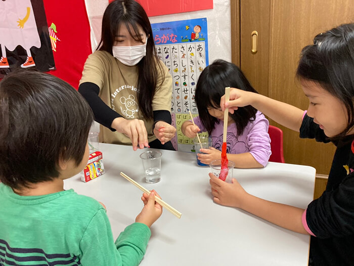 Students doing a science experiment.