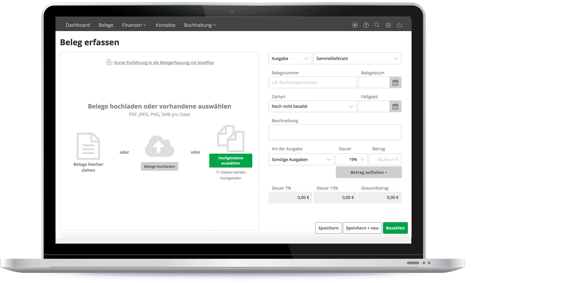 Belegerfassung mit lexoffice