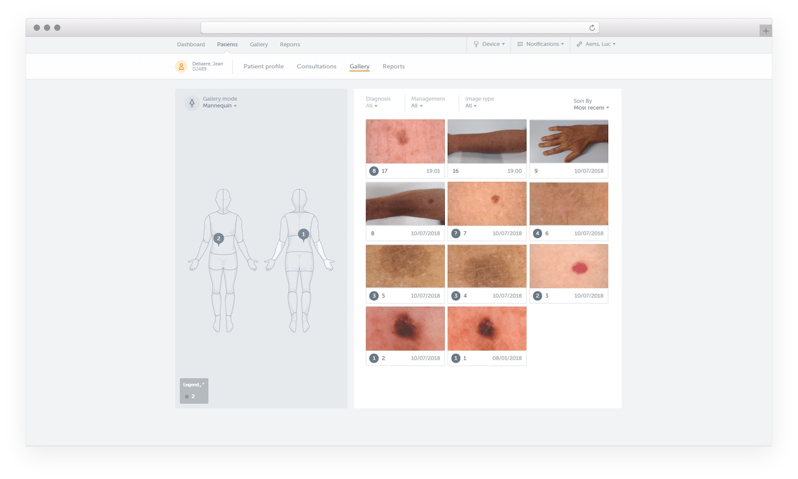 Screenshot of the Barco Dematra web platform