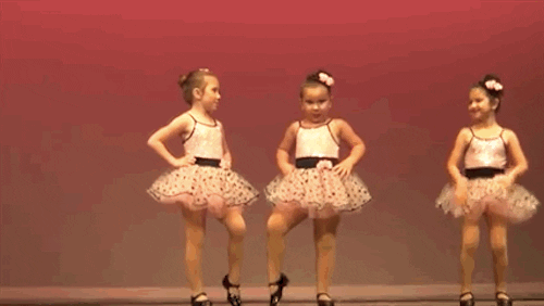 GIF of young ballerina performing her routine with extra emotion