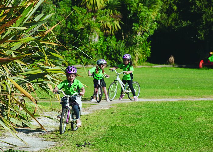School children on bikes