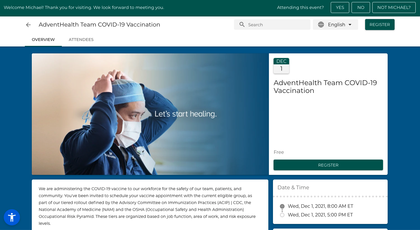 Event Landing Page - Blackthorn Events and AdventHealth