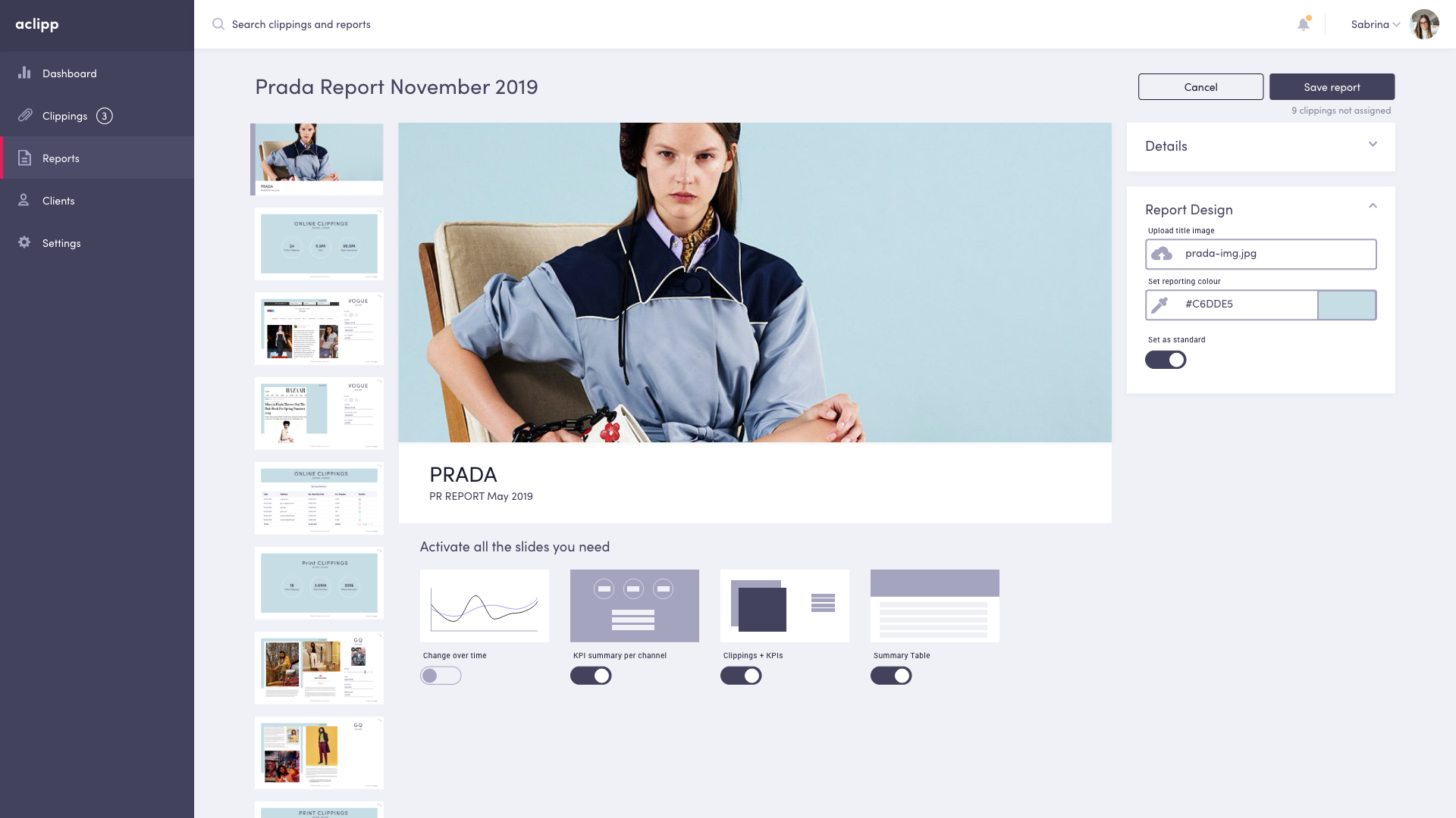 Screenshot of aclipp PR Report Generator