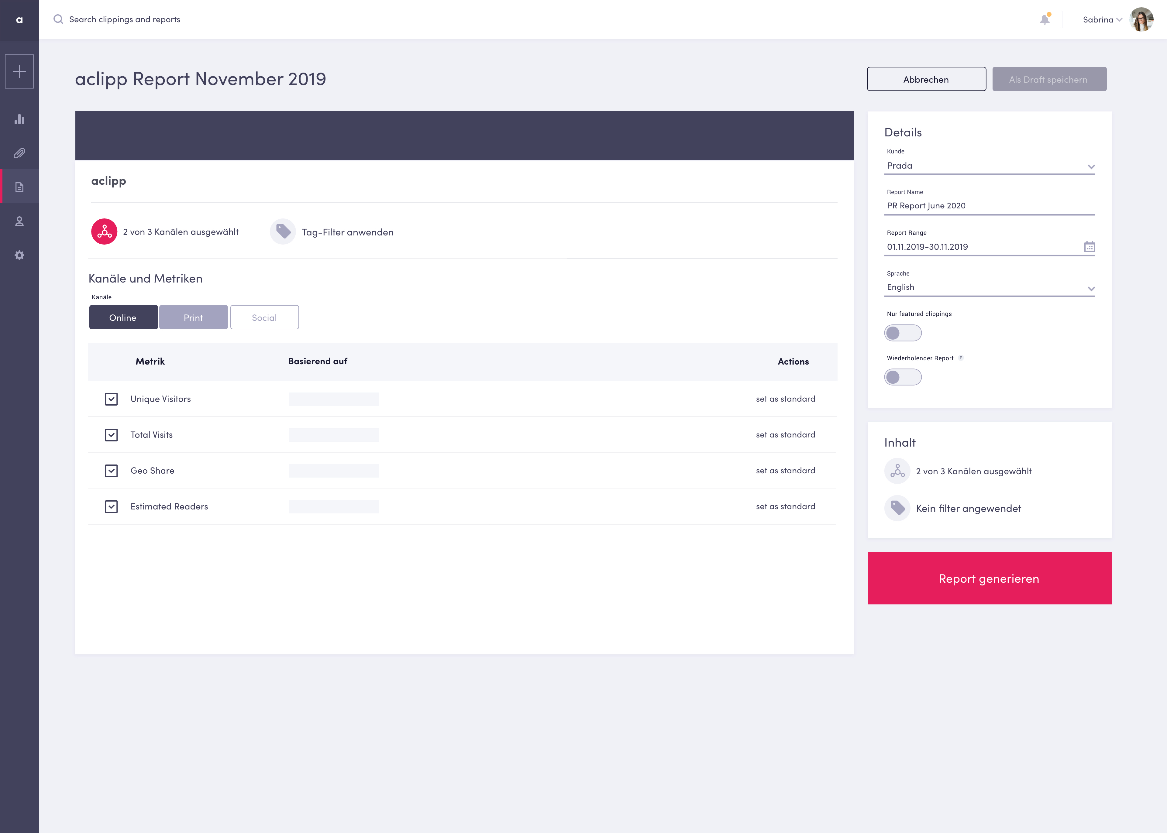 Screenshot of aclipp PR Report Generator