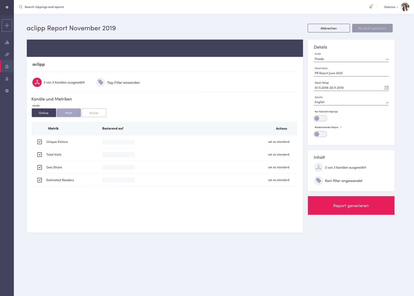 Screenshot of aclipp PR Report Generator