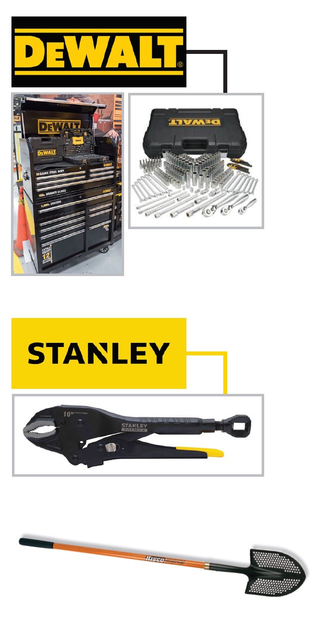 DeWalt, Stanley and Hisco tools