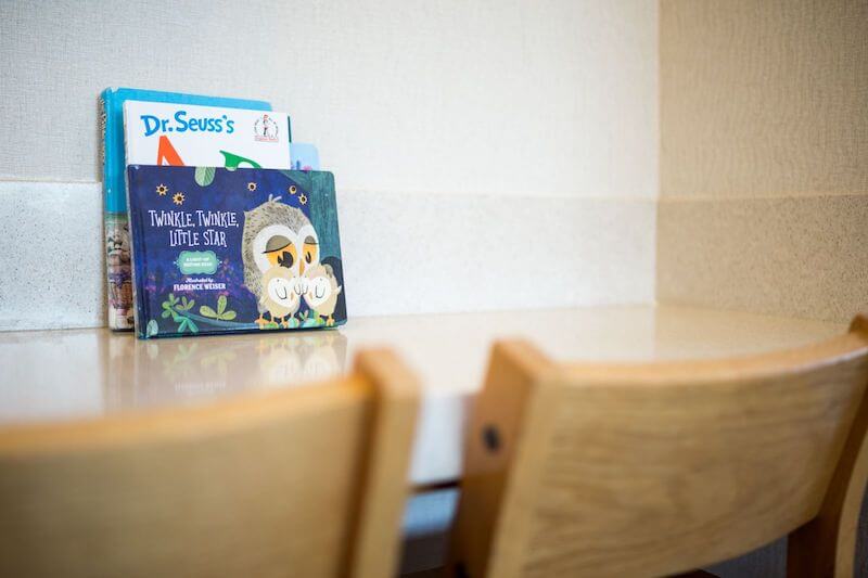 Books in the waiting area at Patrick Stuckey, D.D.S.