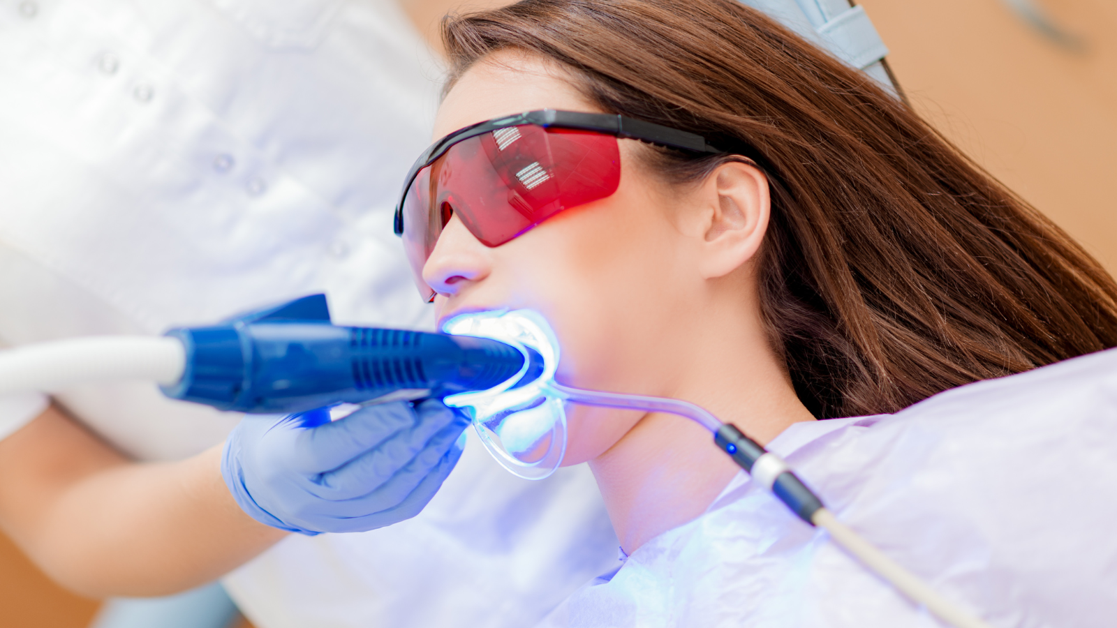 woman getting her teeth whitened