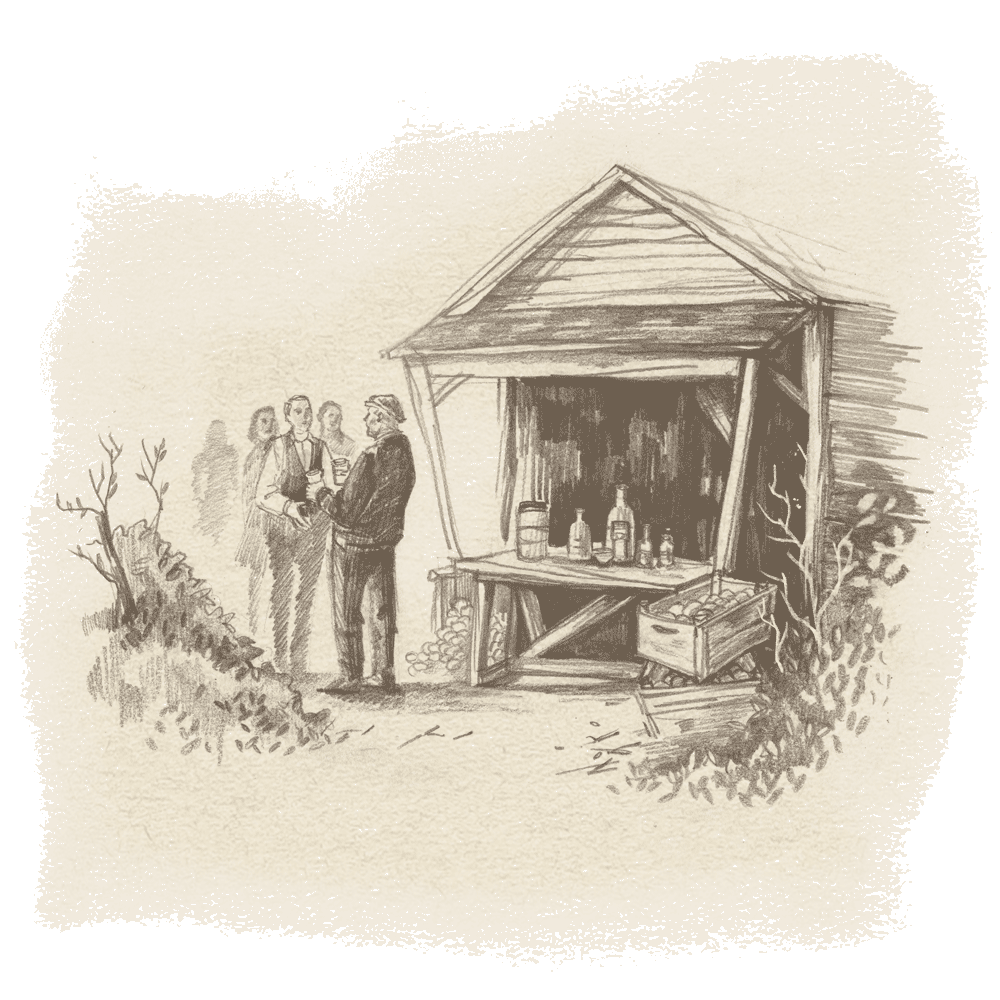 Illustration of Philip sharing the gin