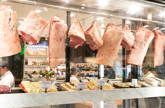 Beef hanging at Peter Bouchier