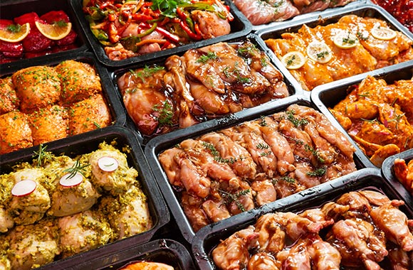 Range of marinated chicken