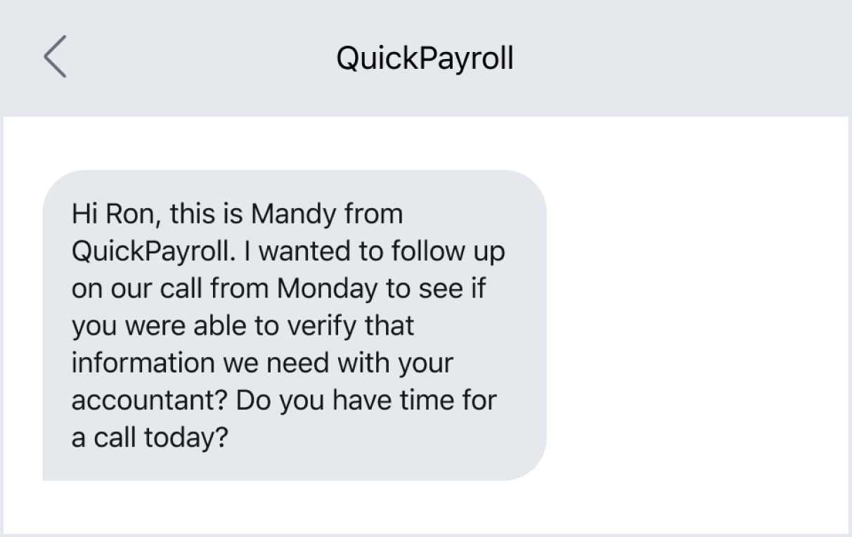 Text event prompting a follow-up text