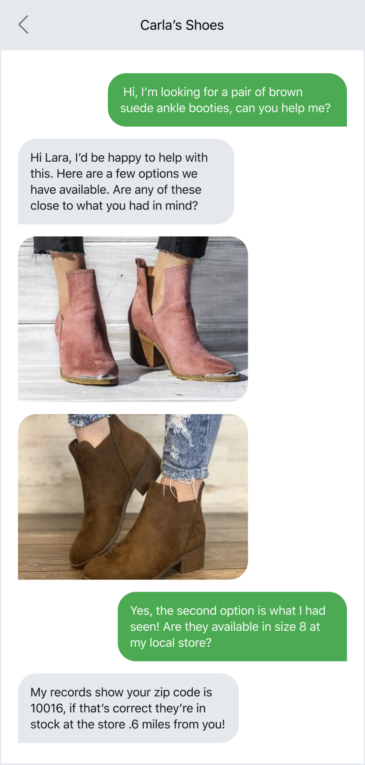 Product photos in MMS conversation