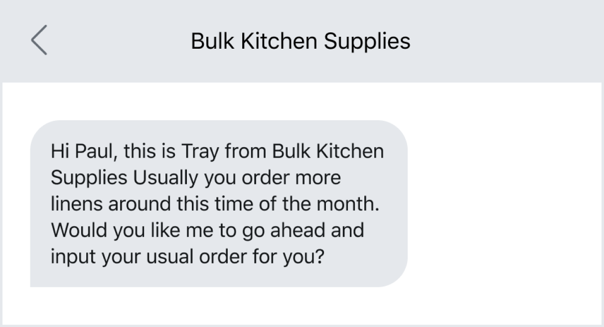 Text message example of leading with value