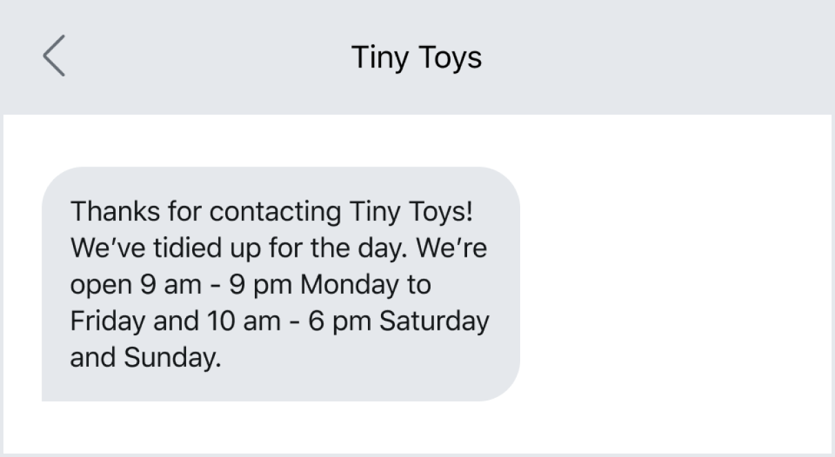 Text example of a basic out of office message