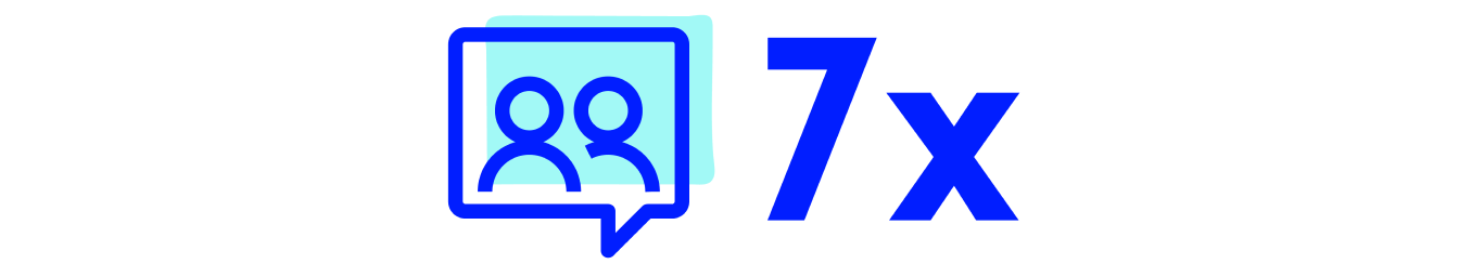 People messaging icon with the number 7x