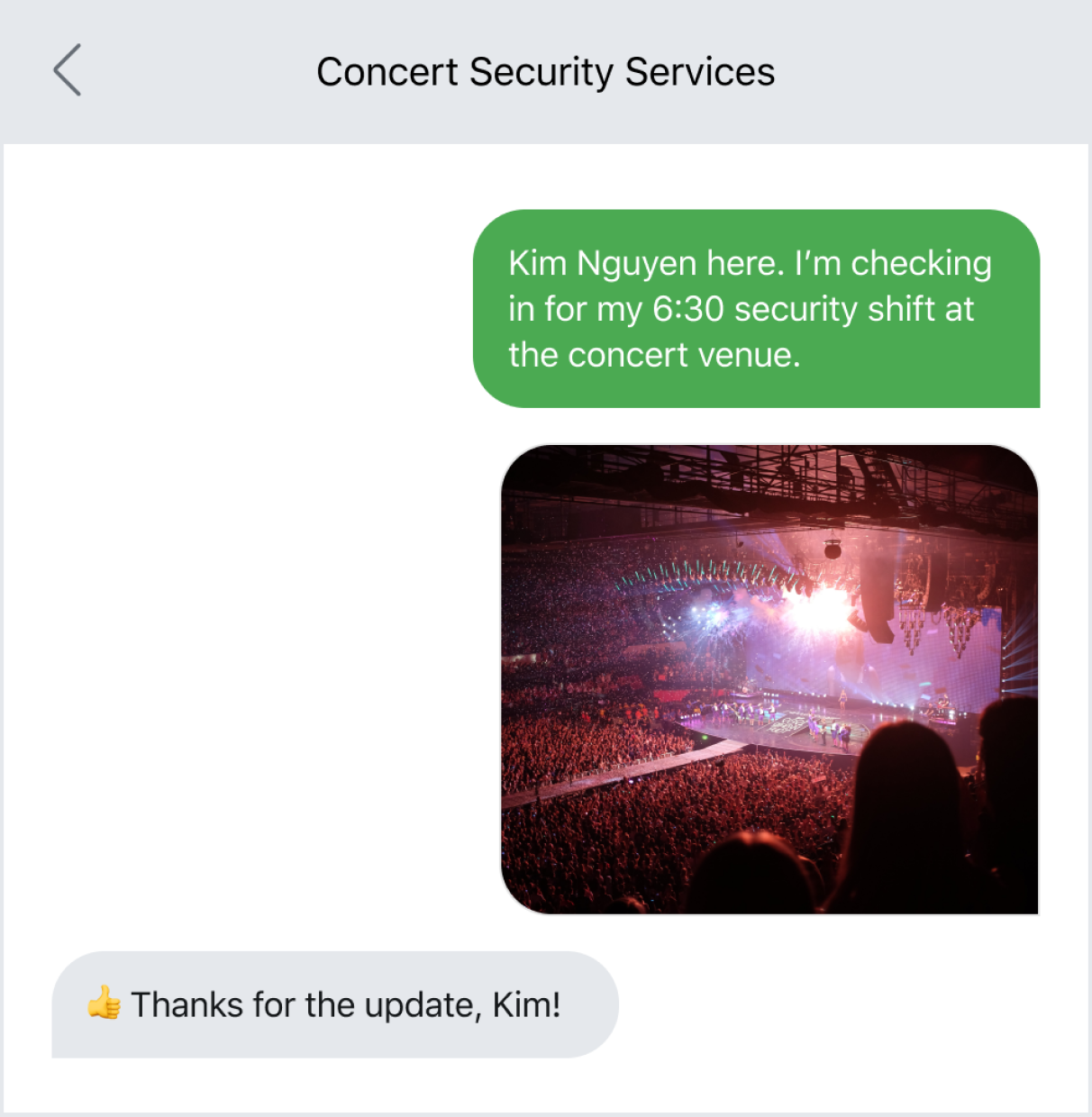 Texting a photo to serve as documentation that someone completed their job