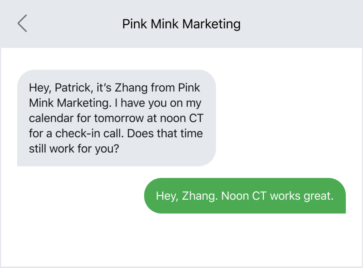 Sending appointment reminders via text message