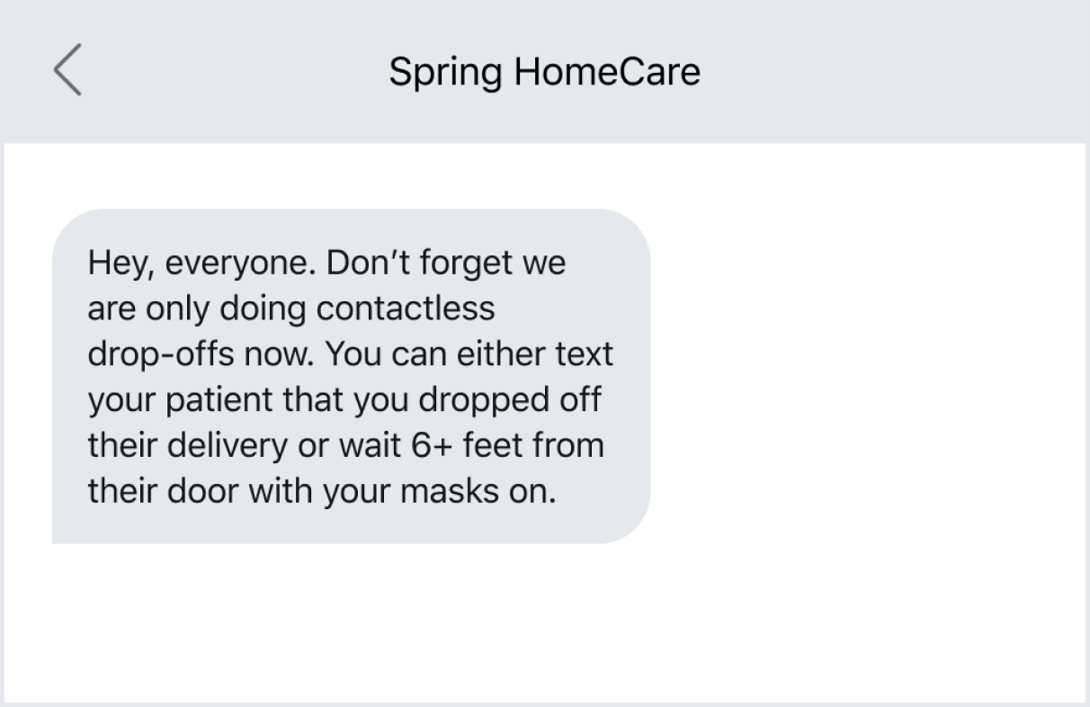Example of home healthcare businesses keeping up with their team using business textin