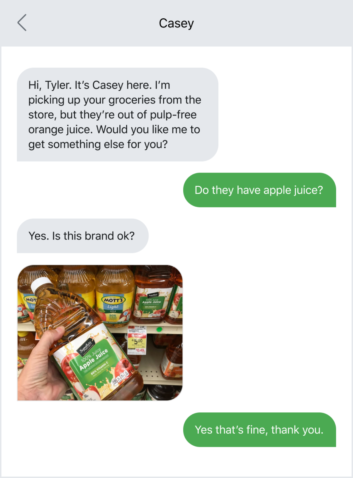 Updating a patient on their order via text message