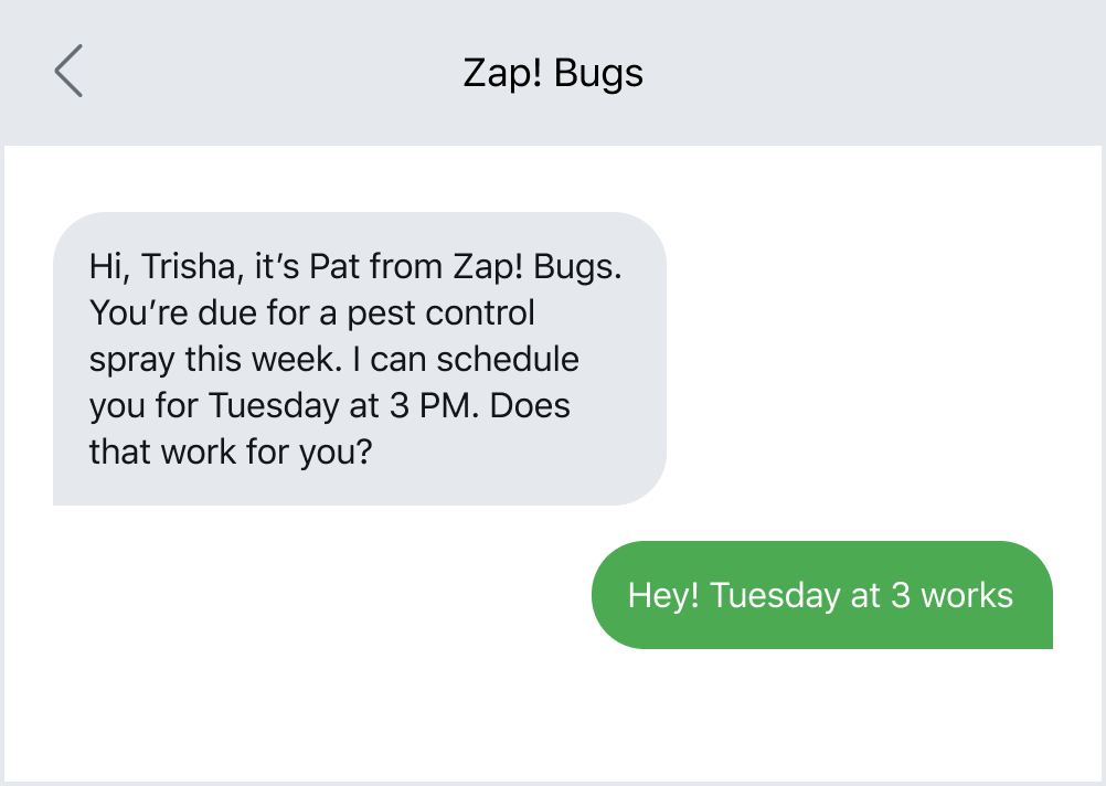 Using texting to proactively schedule repeat appointments