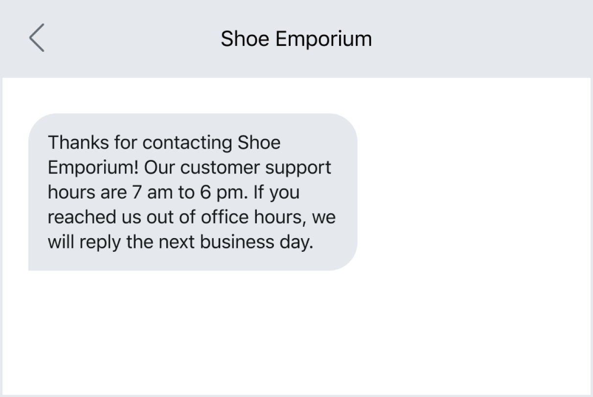 Example out of an automated out-of-office text