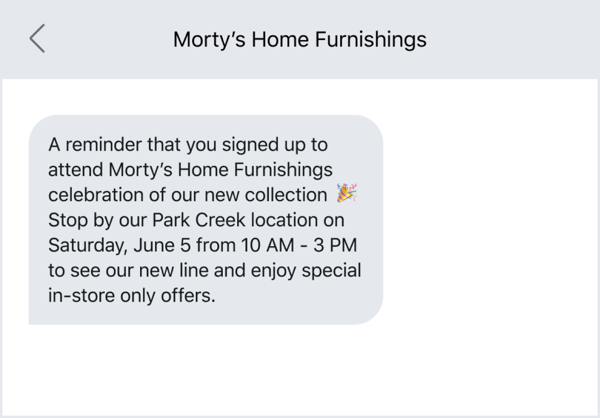 Example of using an announcement text for promotion