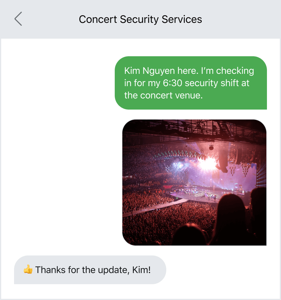 Texting a photo to serve as documentation that someone completed their job